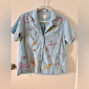 Maeve/Anthropologie Embroidered Surf Button Down
